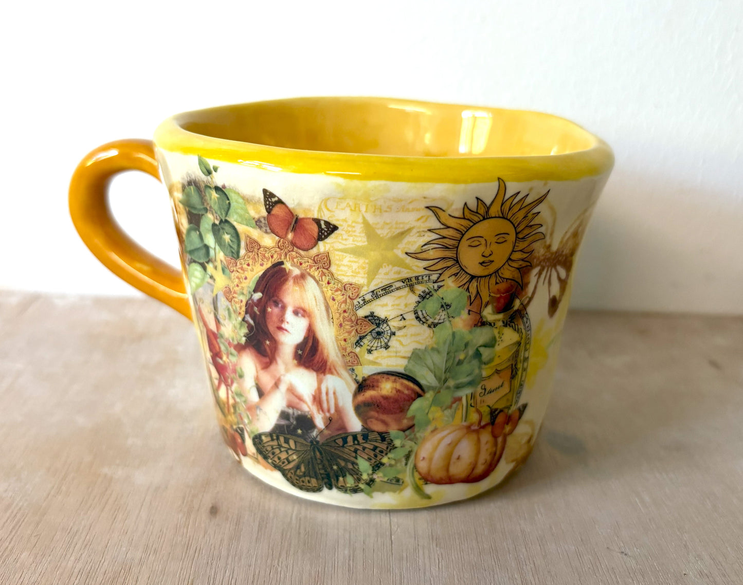 Millie's Pottery Practical Magic Gillian Large Cream and Gold Hand Made Mug