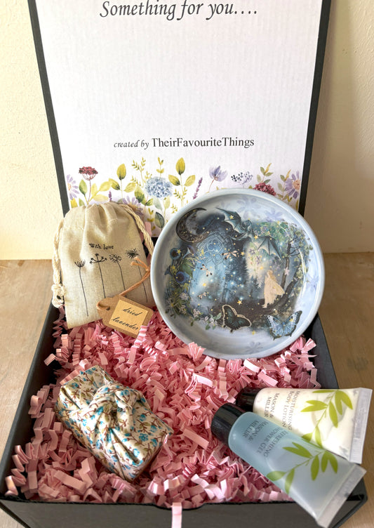 Millie's Pottery Blue Dragon Fairy Trinket Dish Gift Set