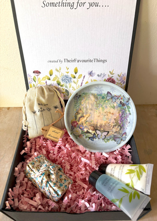 Millie's Pottery Blue Garden Fairy Trinket Dish Gift Set
