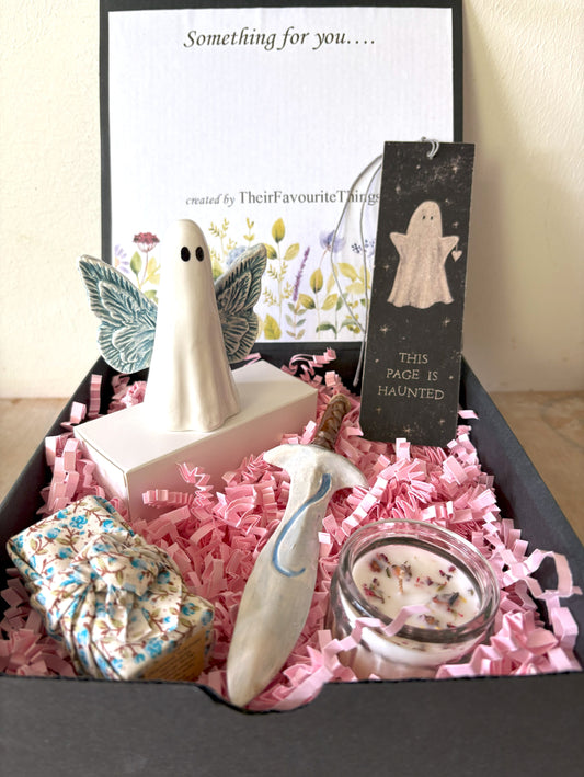 Millie's Pottery Hand Made Blue Wings Fantasy Ghost and Ceramic Sword Gift Set