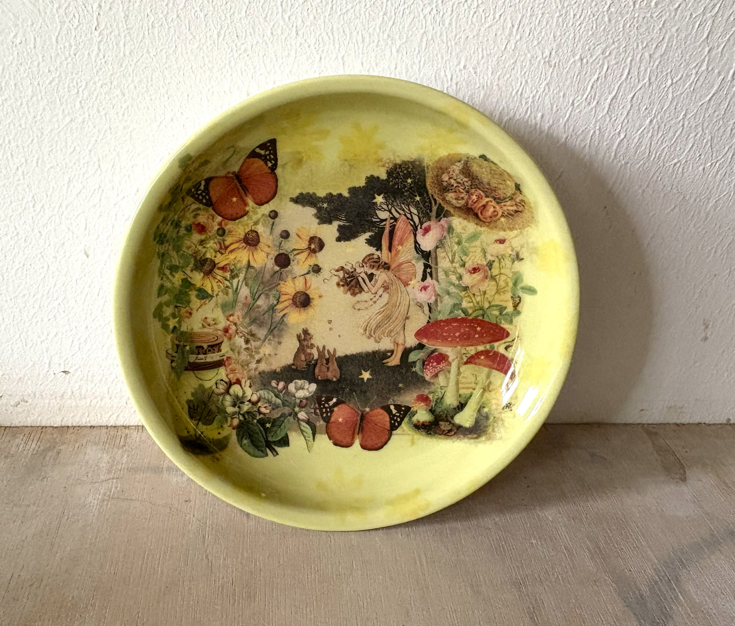 Fairy Trinket Dish - Millie's Pottery Green Autumn Mushroom Fairy Trinket Ring Dish