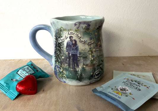 Millie's Pottery Twilight 'What if I'm the Bad Guy?' Seabreeze and Blue Tulip Shape Mug Gift