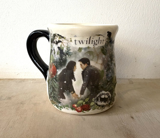 Millie's Pottery Twilight Breaking Dawn Black and Cream Large Tulip Hand Painted Mug