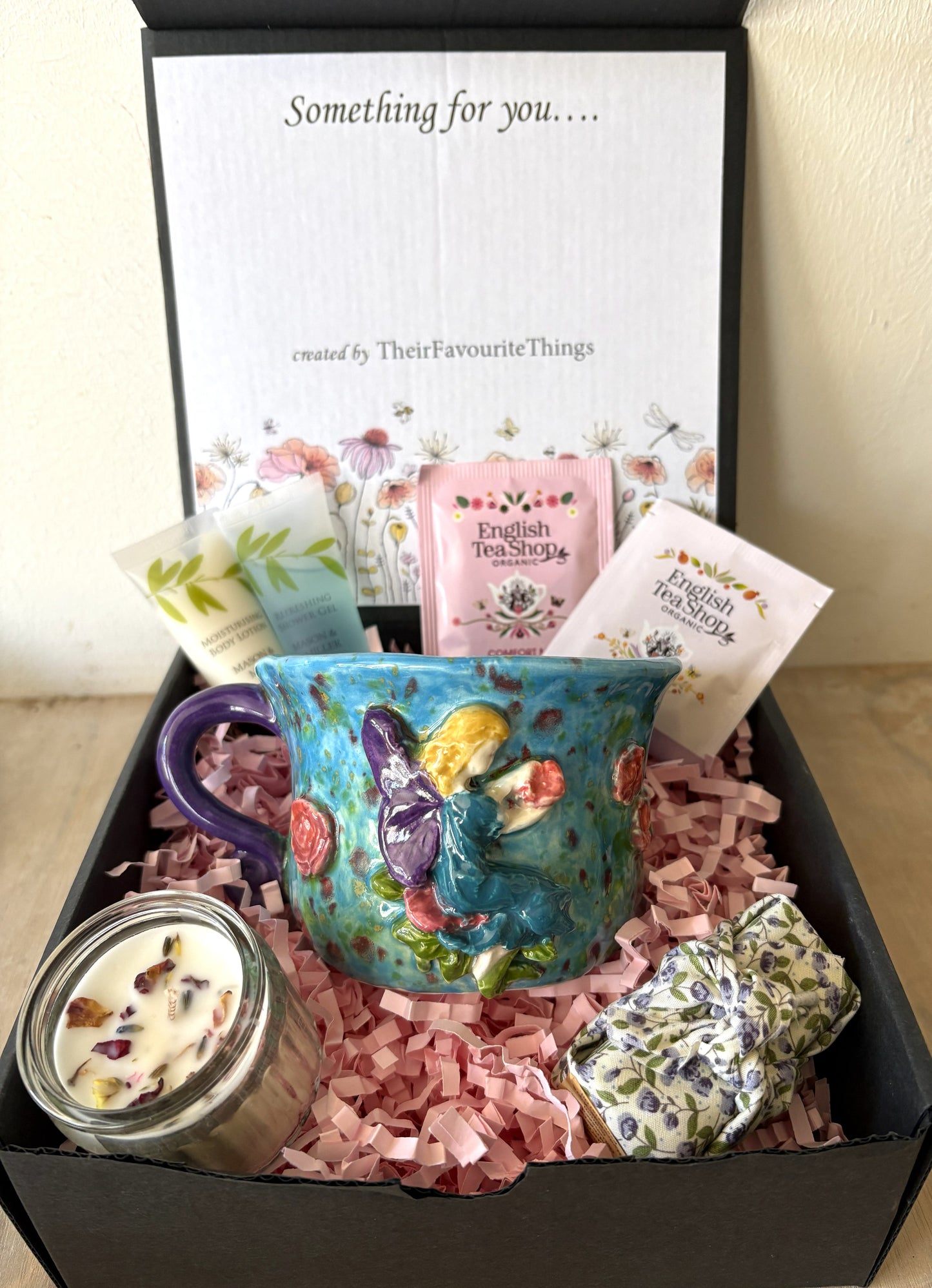 Hand Made Purple and Blue Fairy in Monet's Garden Large Mug Gift Set