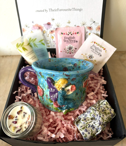 Hand Made Purple and Blue Fairy in Monet's Garden Large Mug Gift Set