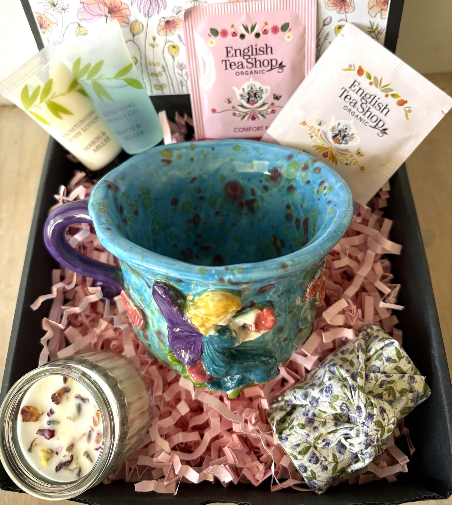 Hand Made Purple and Blue Fairy in Monet's Garden Large Mug Gift Set