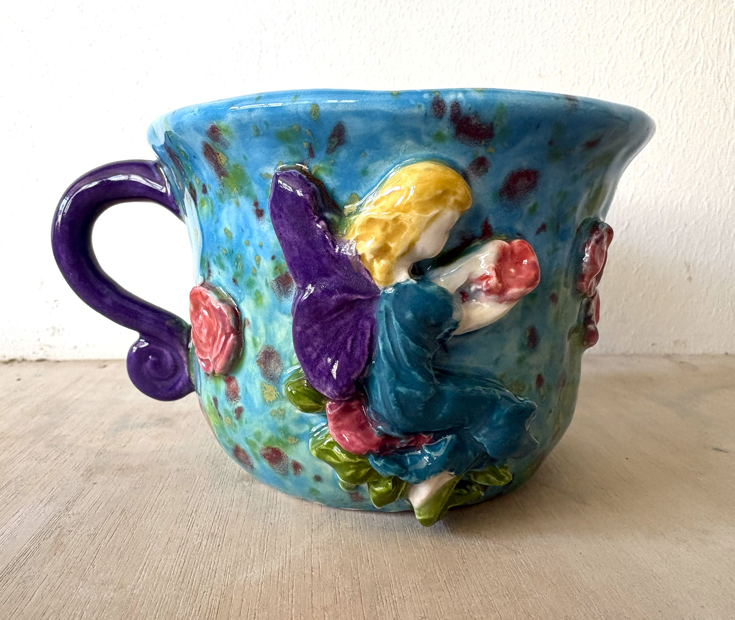 Hand Made Purple and Blue Fairy in Monet's Garden Large Mug Gift Set