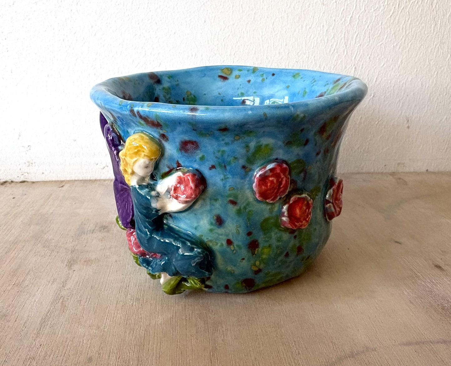 Hand Made Purple and Blue Fairy in Monet's Garden Large Mug Gift Set