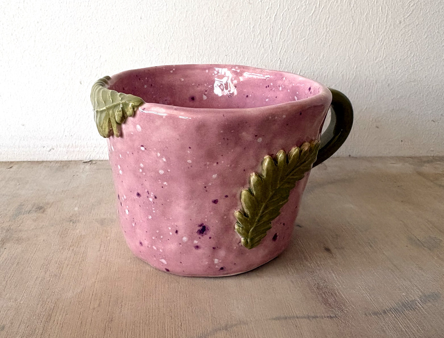 Hand Made Pink and Green Butterfly Mug Hand Painted Large Mug Gift Set