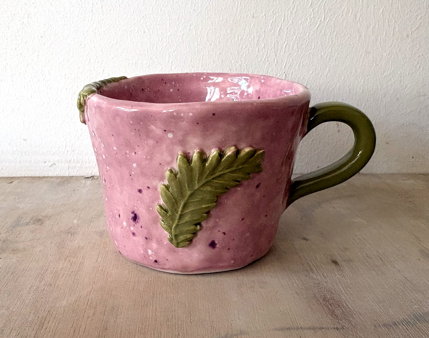 Hand Made Pink and Green Butterfly Mug Hand Painted Large Mug Gift Set