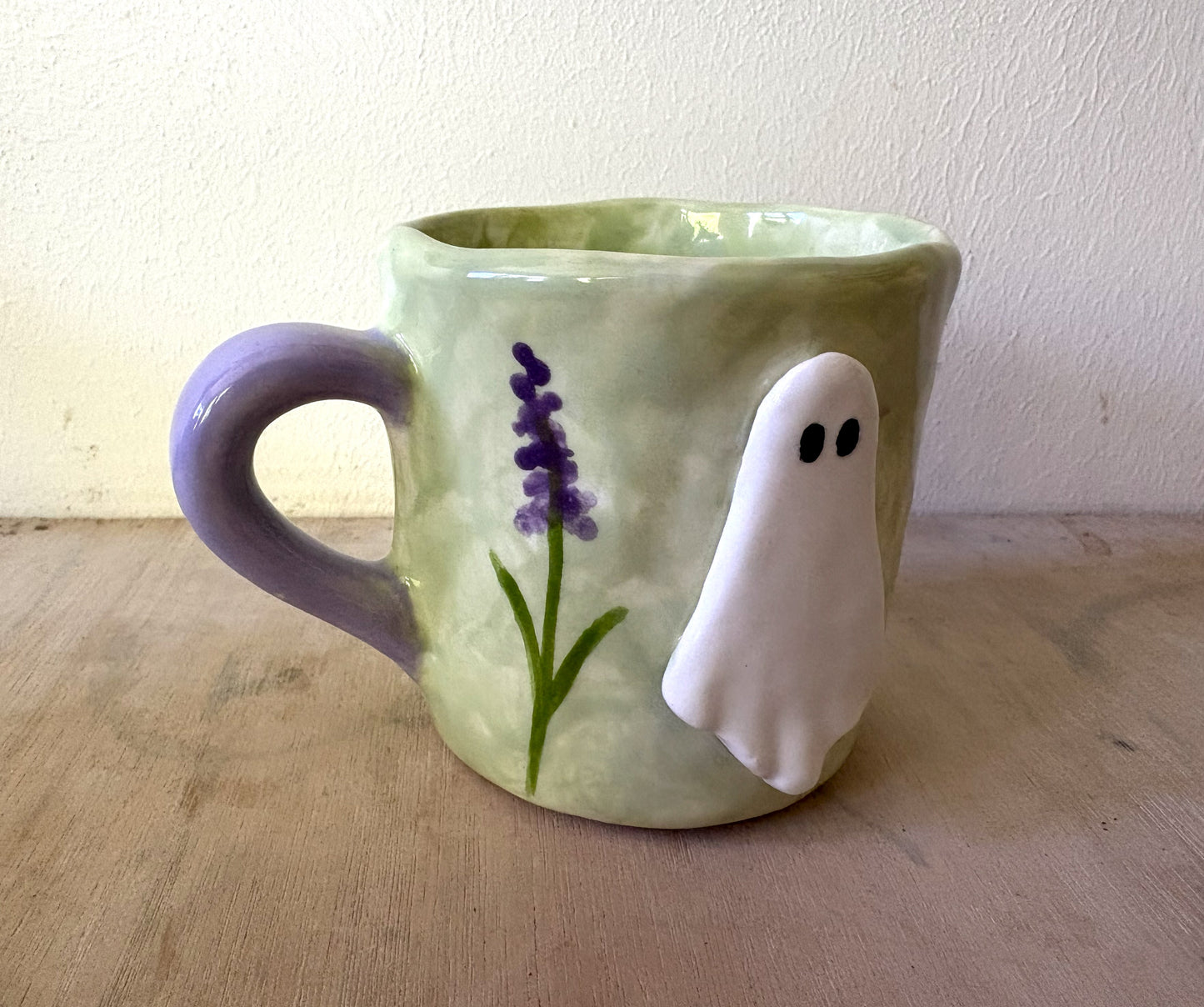 Millie's Pottery Lavender Ghost Hand Made and Hand Painted Mug Gift Set
