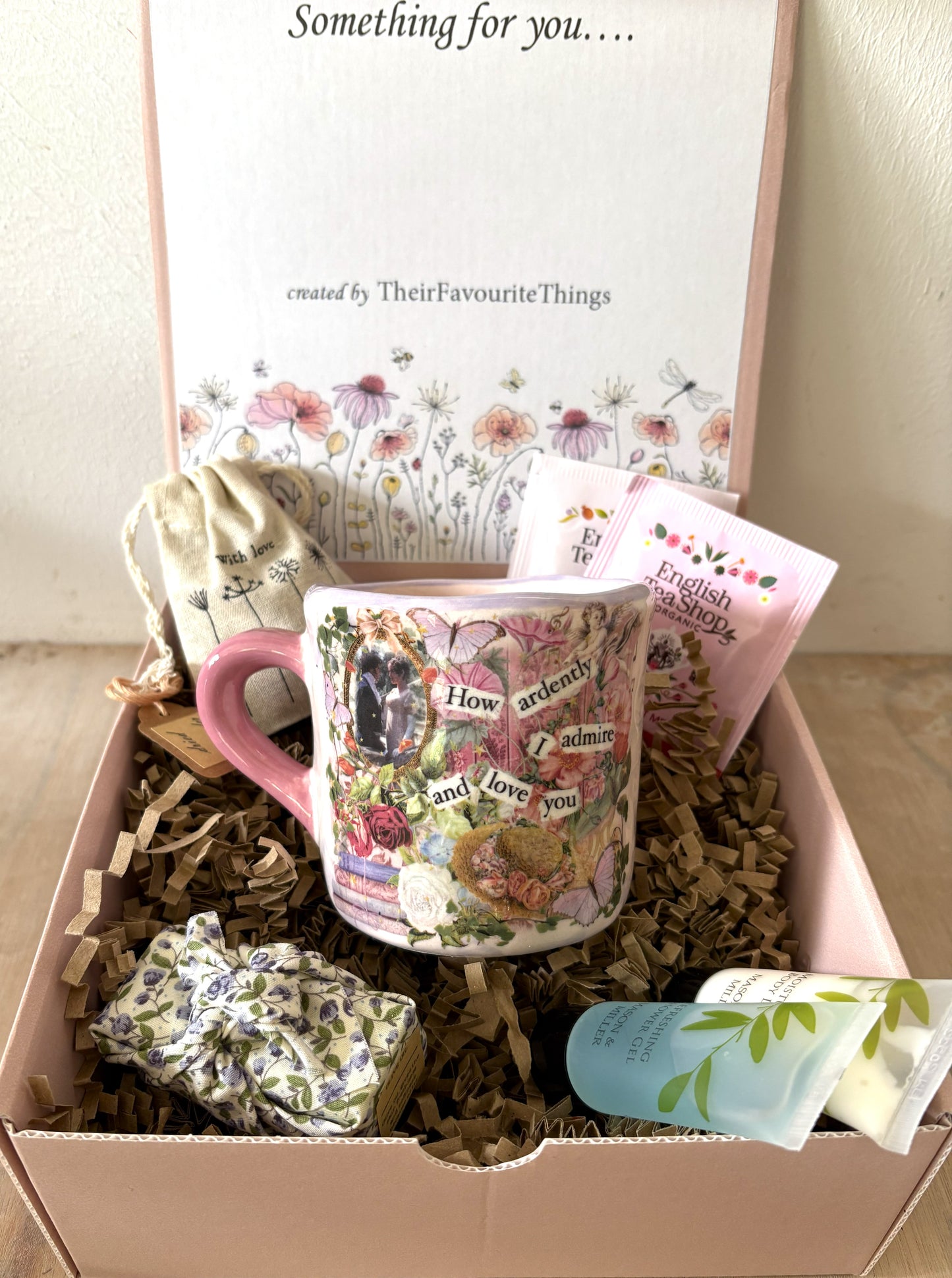 Millie's Pottery Pride and Prejudice Pink Hand Made and Hand Painted Mug Gift Set