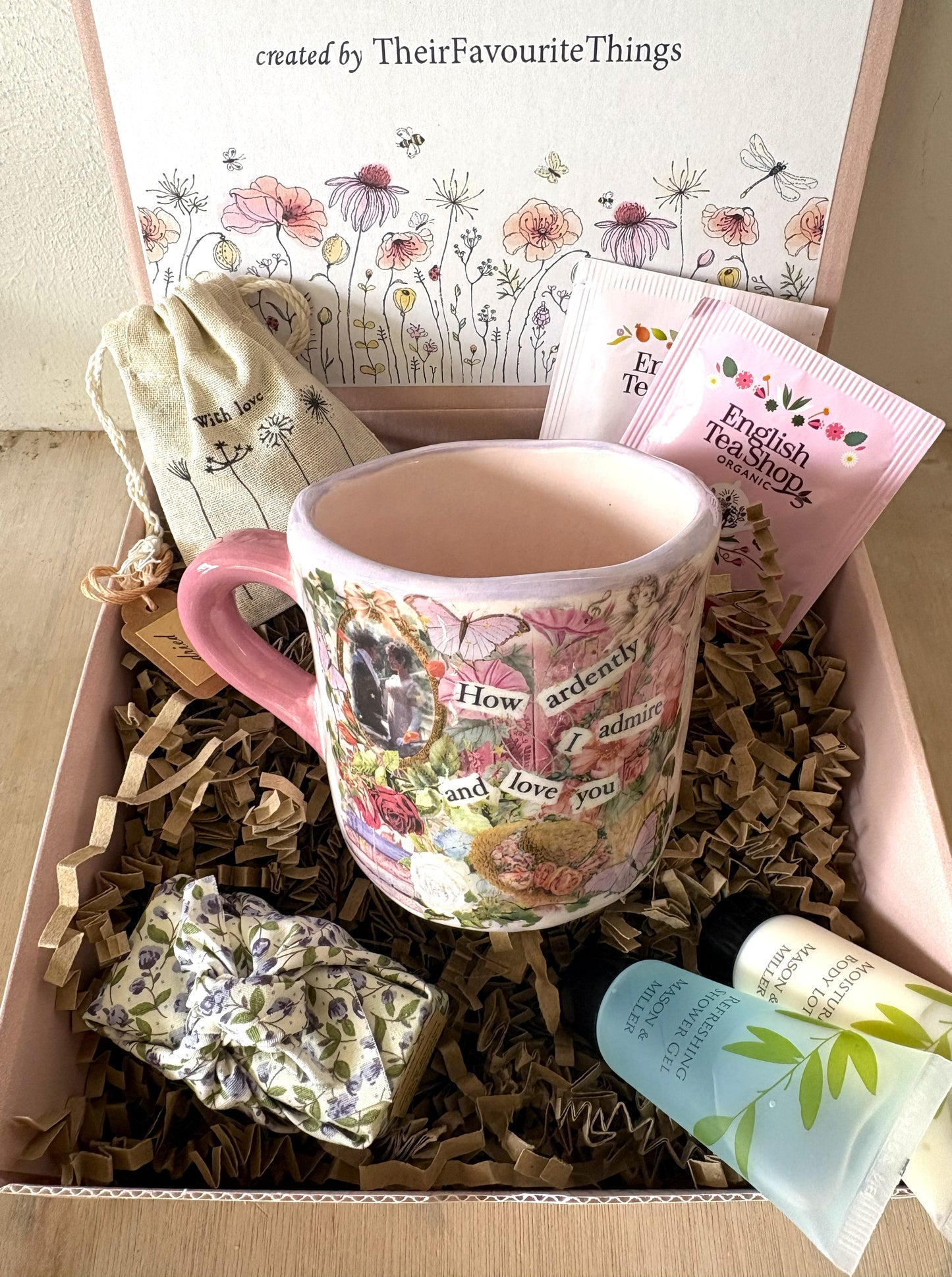 Millie's Pottery Pride and Prejudice Pink Hand Made and Hand Painted Mug Gift Set