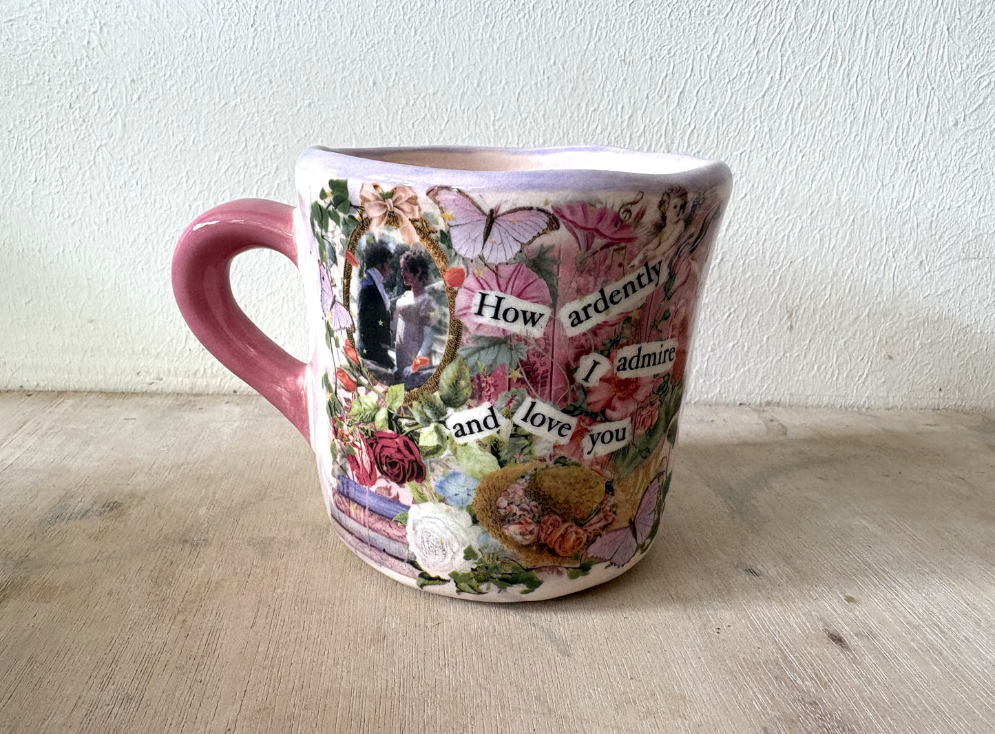 Millie's Pottery Pride and Prejudice Pink Hand Made and Hand Painted Mug Gift Set