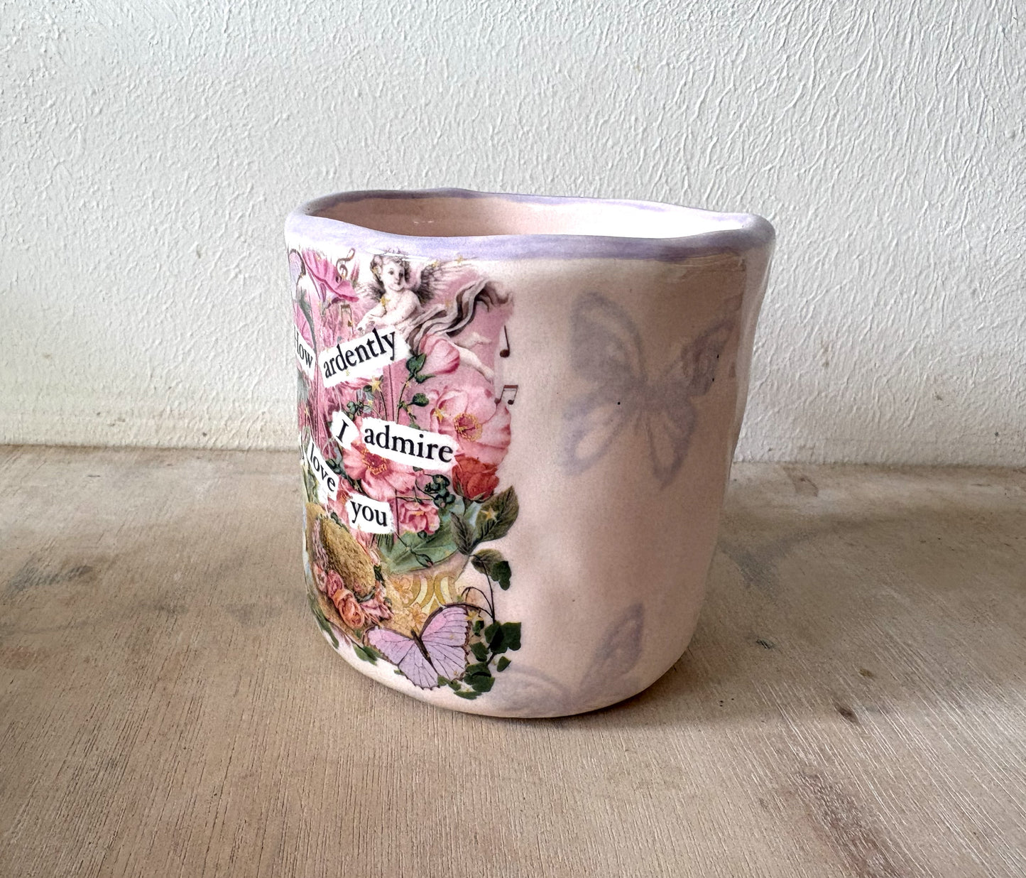 Millie's Pottery Pride and Prejudice Pink Hand Made and Hand Painted Mug Gift Set