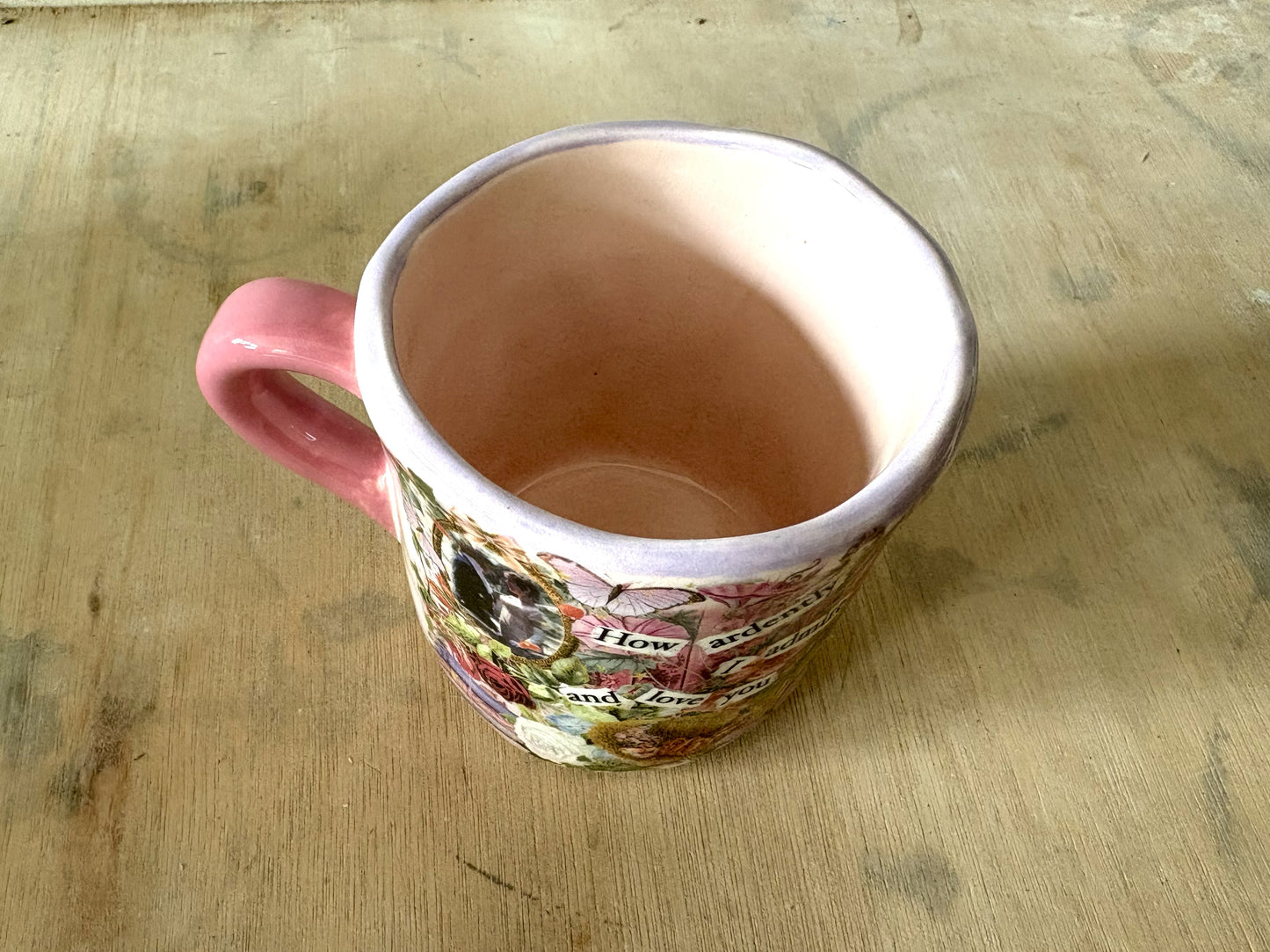 Millie's Pottery Pride and Prejudice Pink Hand Made and Hand Painted Mug Gift Set