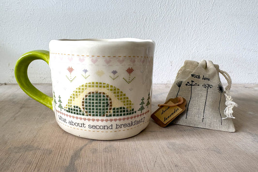 Millie's Pottery Hobbit Mug What about second breakfast Medium Round Mug