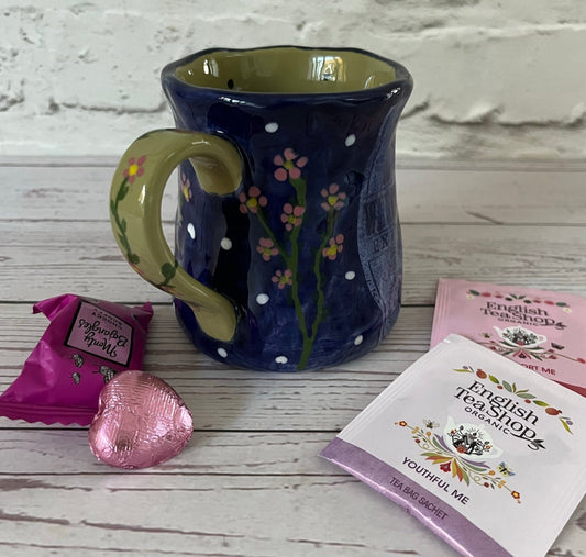 Millie's Pottery Midnight Blue Mystical Werewolf and Flower Mug Gift