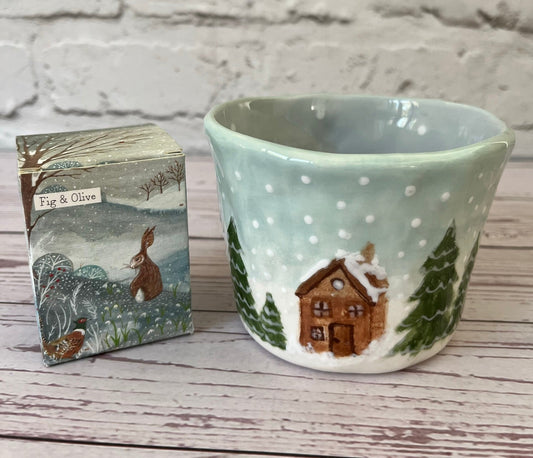 Millie's Pottery House in the Snow Peek-a-boo Snowy Owl Mug Gift